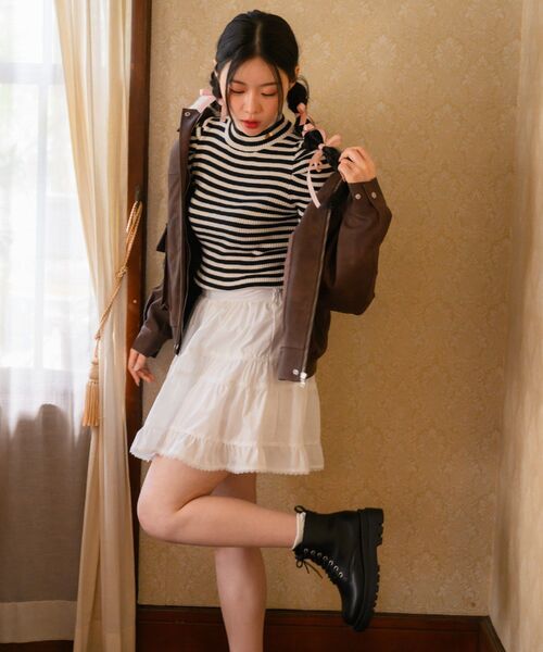 ems excite（エムズエキサイト）の「パワショルハイネックNTPO（ニット/セーター・レディース・チャコールグレー/ピンク系その他3/ブラック系その他3/ナチュラル・FREE）」の14枚目の写真