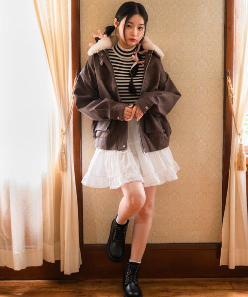 ems excite（エムズエキサイト）の「パワショルハイネックNTPO（ニット/セーター・レディース・チャコールグレー/ピンク系その他3/ブラック系その他3/ナチュラル・FREE）」の15枚目の写真