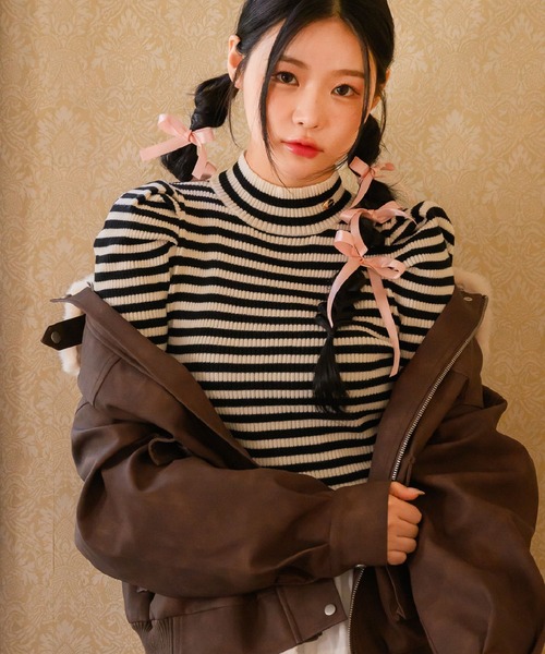 ems excite（エムズエキサイト）の「パワショルハイネックNTPO（ニット/セーター・レディース・チャコールグレー/ピンク系その他3/ブラック系その他3/ナチュラル・FREE）」の5枚目の写真