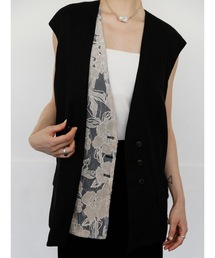 belted lace combi vest