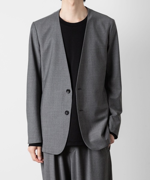 ATTACHMENT（アタッチメント）の「2/80 PE/WO ストレッチトロ カラーレスジャケット / 2/80 PE/WO STRETCH TRO COLLARLESS JKT（ノーカラージャケット・メンズ・ネイビー/ブラック/グレー・1/2/3）」の2枚目の写真