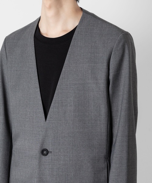 ATTACHMENT（アタッチメント）の「2/80 PE/WO ストレッチトロ カラーレスジャケット / 2/80 PE/WO STRETCH TRO COLLARLESS JKT（ノーカラージャケット・メンズ・ネイビー/ブラック/グレー・1/2/3）」の10枚目の写真