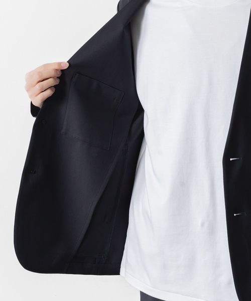 2/80 PE/WO ストレッチトロ カラーレスジャケット / 2/80 PE/WO