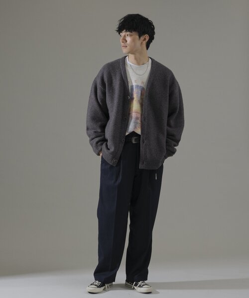 JOURNAL STANDARD relume（ジャーナルスタンダード　レリューム）の「HAMILTON WOOL ガーターカーディガン（カーディガン/ボレロ・メンズ・ブラック/パープル/ウッド・MEDIUM/LARGE）」の6枚目の写真