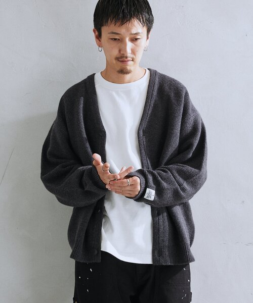 JOURNAL STANDARD relume（ジャーナルスタンダード　レリューム）の「HAMILTON WOOL ガーターカーディガン（カーディガン/ボレロ・メンズ・ブラック/パープル/ウッド・MEDIUM/LARGE）」の8枚目の写真