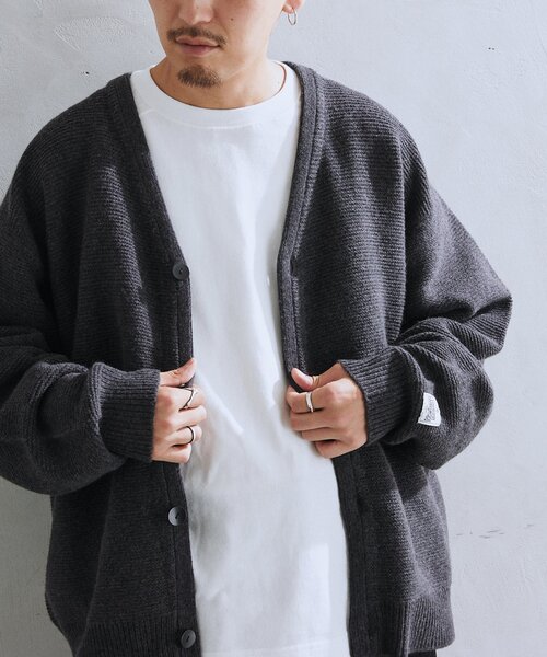 JOURNAL STANDARD relume（ジャーナルスタンダード　レリューム）の「HAMILTON WOOL ガーターカーディガン（カーディガン/ボレロ・メンズ・ブラック/パープル/ウッド・MEDIUM/LARGE）」の12枚目の写真