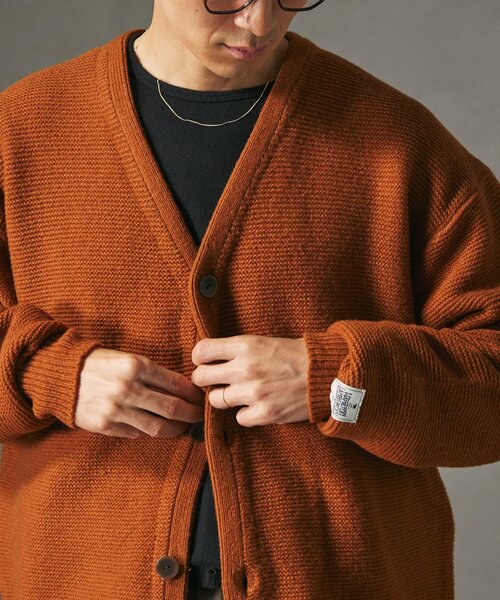 JOURNAL STANDARD relume（ジャーナルスタンダード　レリューム）の「HAMILTON WOOL ガーターカーディガン（カーディガン/ボレロ・メンズ・ブラック/パープル/ウッド・MEDIUM/LARGE）」の20枚目の写真