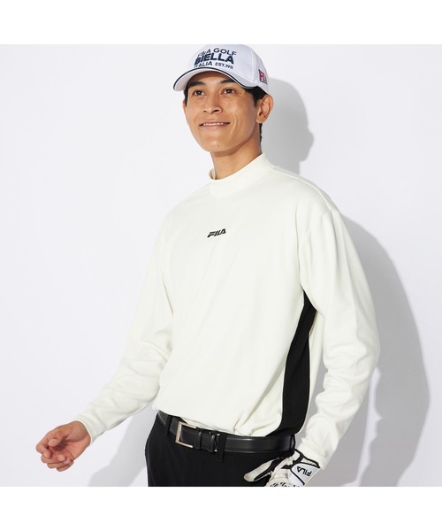 【セール】FILA GOLF/フィラゴルフ ゴルフウェア ブランド ロゴ ワンポイント 紫外線カット モックネック 長袖シャツ（Tシャツ/カットソー）｜FILA GOLF（フィラゴルフ ）
