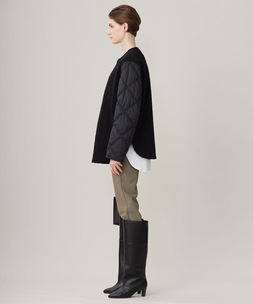 リバーシブル着用可能】 ラミネートパイルキルト ミドル丈コート