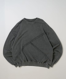 sulfur dyeing cut off switching hard wash sweat shirt/硫化染め カットオフ 切り替えスウェットシャツ