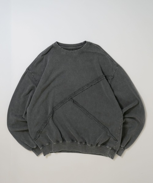 Anytime Songs（エニータイムソングス）の「sulfur dyeing cut off switching hard wash sweat shirt/硫化染め カットオフ 切り替えスウェットシャツ（スウェット・メンズ・ベージュ/チャコールグレー/ブラック・L/XL/M）」の2枚目の写真