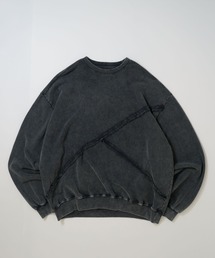sulfur dyeing cut off switching hard wash sweat shirt/硫化染め カットオフ 切り替えスウェットシャツ