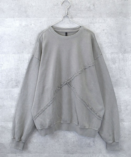 Anytime Songs（エニータイムソングス）の「sulfur dyeing cut off switching hard wash sweat shirt/硫化染め カットオフ 切り替えスウェットシャツ（スウェット・メンズ・ベージュ/チャコールグレー/ブラック・L/XL/M）」の11枚目の写真