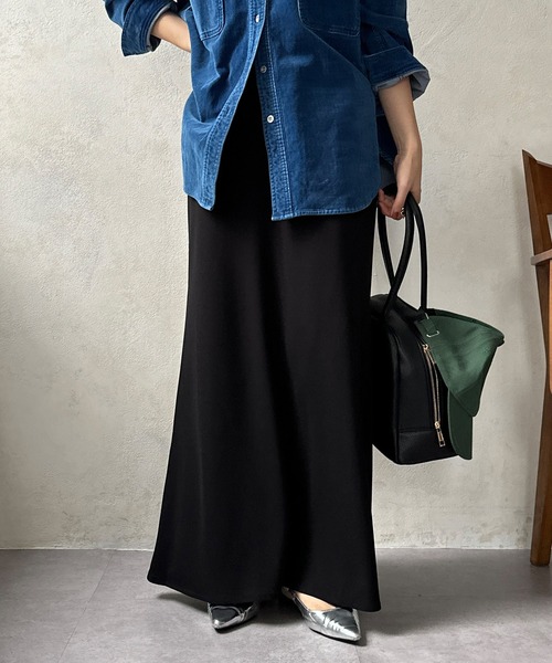 DouDou（ドゥドゥ）の「トリアセマーメイドスカート（スカート・レディース・ブラック/ライトグレー/キャメル・FREE）」の2枚目の写真