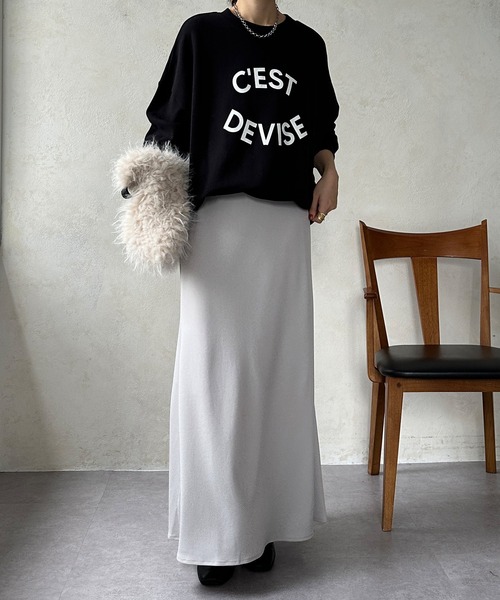 DouDou（ドゥドゥ）の「トリアセマーメイドスカート（スカート・レディース・ブラック/ライトグレー/キャメル・FREE）」の4枚目の写真