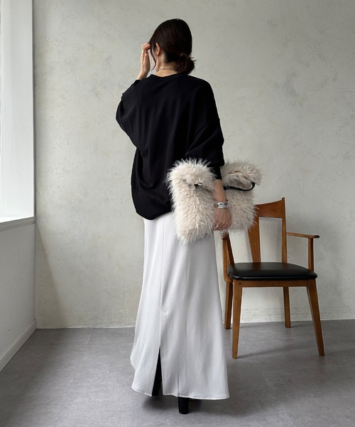 DouDou（ドゥドゥ）の「トリアセマーメイドスカート（スカート・レディース・ブラック/ライトグレー/キャメル・FREE）」の8枚目の写真