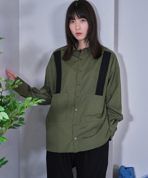 Nora Lily（ノラリリー）の「【Nora Lily】Rope Tape Shirt (UNISEX)（シャツ/ブラウス・メンズ・ブラック/カーキ/ライトブルー/ボルドー・FREE）」の3枚目の写真