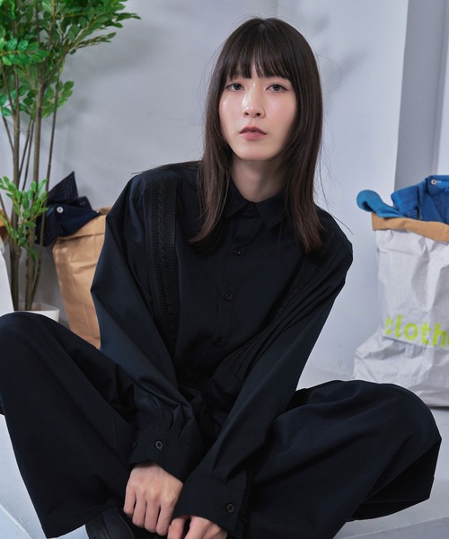 Nora Lily（ノラリリー）の「【Nora Lily】Rope Tape Shirt (UNISEX)（シャツ/ブラウス・メンズ・ブラック/カーキ/ライトブルー/ボルドー・FREE）」の2枚目の写真