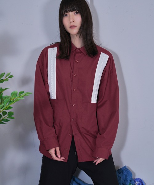 Nora Lily（ノラリリー）の「【Nora Lily】Rope Tape Shirt (UNISEX)（シャツ/ブラウス・メンズ・ブラック/カーキ/ライトブルー/ボルドー・FREE）」の22枚目の写真