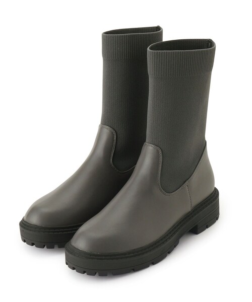 OPAQUE.CLIP（オペークドットクリップ）の「◆【抗菌防臭加工】厚底サイドゴアブーツ（ブーツ・レディース・チャコールグレー/ブラック・02/03）」の2枚目の写真
