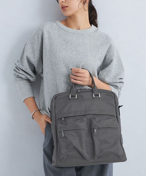Green Label Relaxing グレー トートバッグ 大容量 メンズ シボ レザー