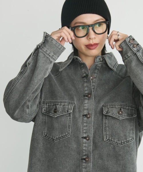 ケミカルデニムオーバーサイズシャツ（シャツ/ブラウス）｜Auntie Rosa