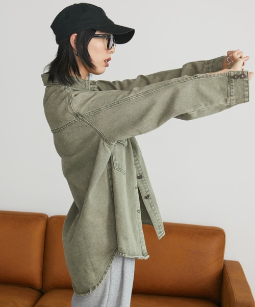 Auntie Rosa Holiday(アンティローザホリデー)の「ケミカルデニムオーバーサイズシャツ(シャツ/ブラウス・レディース・カーキ/ブラック・FREE)」の17枚目の写真