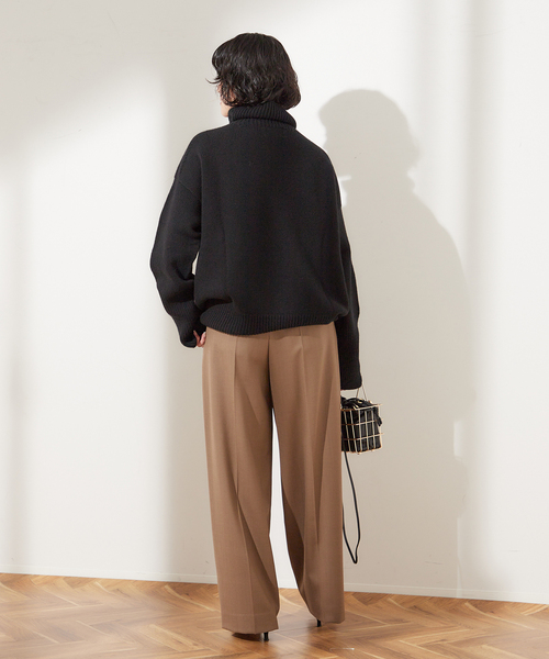 ISLAND TIDES（アイランドタイド）の「【ISLAND TIDES/アイランドタイド】ラムズウールタートルネック（ニット/セーター・レディース・チャコールグレー/ブラック/レッド・34）」の6枚目の写真