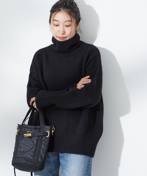 ISLAND TIDES（アイランドタイド）の「【ISLAND TIDES/アイランドタイド】ラムズウールタートルネック（ニット/セーター・レディース・チャコールグレー/ブラック/レッド・34）」の15枚目の写真