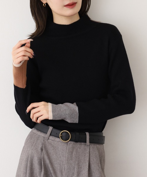 Anna Nicola(アンナニコラ)の「Anna Nicola アシメ配色ハイネックリブニット(ニット/セーター・レディース・ブラック/ベージュ/チャコールグレー/レッド/ライトベージュ・38)」の6枚目の写真