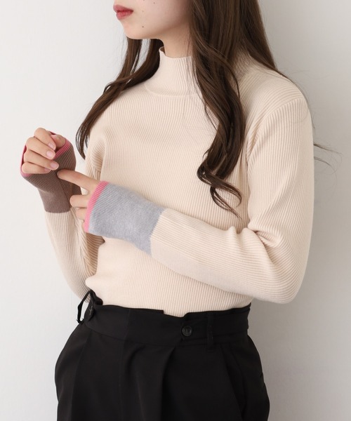 Anna Nicola(アンナニコラ)の「Anna Nicola アシメ配色ハイネックリブニット(ニット/セーター・レディース・ブラック/ベージュ/チャコールグレー/レッド/ライトベージュ・38)」の13枚目の写真