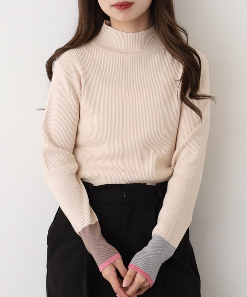 Anna Nicola(アンナニコラ)の「Anna Nicola アシメ配色ハイネックリブニット(ニット/セーター・レディース・ブラック/ベージュ/チャコールグレー/レッド/ライトベージュ・38)」の14枚目の写真