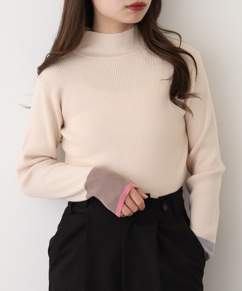 Anna Nicola(アンナニコラ)の「Anna Nicola アシメ配色ハイネックリブニット(ニット/セーター・レディース・ブラック/ベージュ/チャコールグレー/レッド/ライトベージュ・38)」の15枚目の写真