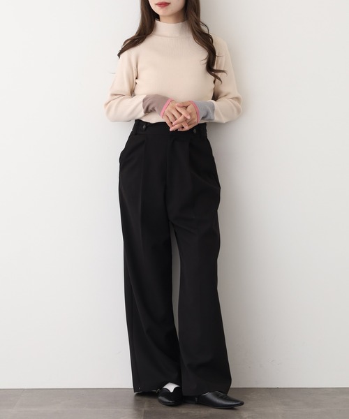 Anna Nicola(アンナニコラ)の「Anna Nicola アシメ配色ハイネックリブニット(ニット/セーター・レディース・ブラック/ベージュ/チャコールグレー/レッド/ライトベージュ・38)」の16枚目の写真