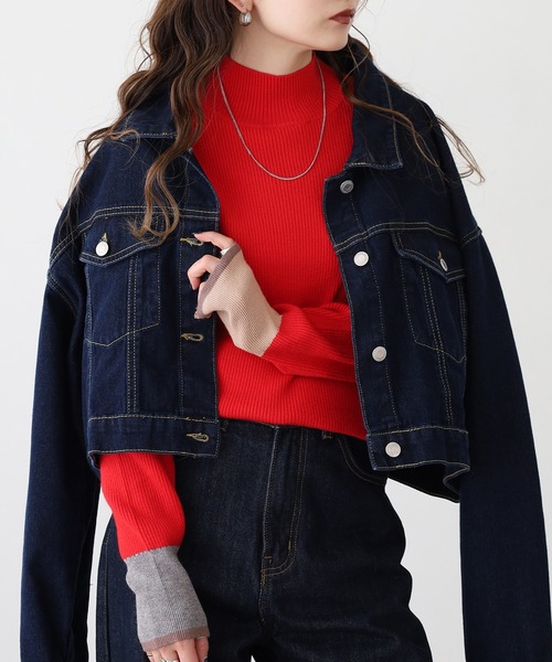 Anna Nicola(アンナニコラ)の「Anna Nicola アシメ配色ハイネックリブニット(ニット/セーター・レディース・ブラック/ベージュ/チャコールグレー/レッド/ライトベージュ・38)」の10枚目の写真