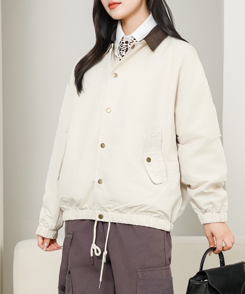 Lace Ladies(レースレディース)の「配色 ステンカラー ボタン オーバー ジャケット(ステンカラーコート・レディース・ブラウン/ネイビー/アイボリー・M)」の14枚目の写真
