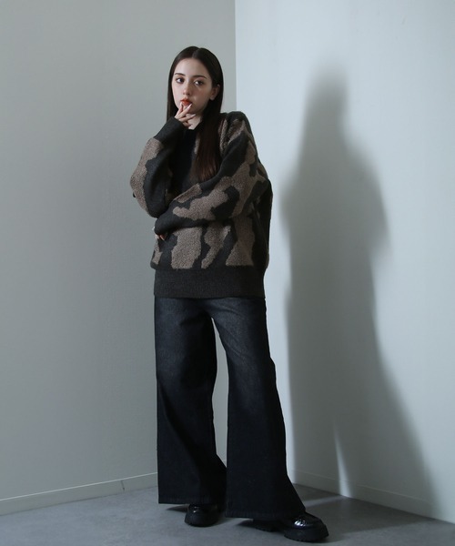 NILWAY(ニルウェイ)の「マーブル ジャガード オーバーサイズ ニット(ニット/セーター・メンズ・ブルー/ネイビー/ベージュ/ブラック・LARGE/MEDIUM)」の15枚目の写真