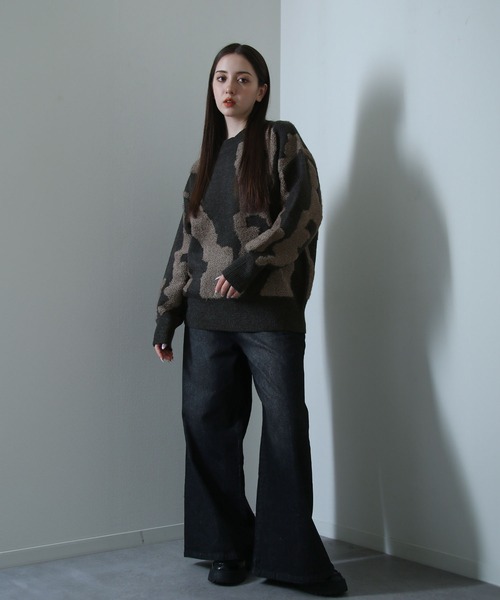 NILWAY(ニルウェイ)の「マーブル ジャガード オーバーサイズ ニット(ニット/セーター・メンズ・ブルー/ネイビー/ベージュ/ブラック・LARGE/MEDIUM)」の16枚目の写真