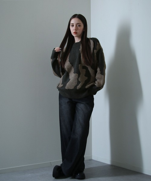 NILWAY(ニルウェイ)の「マーブル ジャガード オーバーサイズ ニット(ニット/セーター・メンズ・ブルー/ネイビー/ベージュ/ブラック・LARGE/MEDIUM)」の17枚目の写真