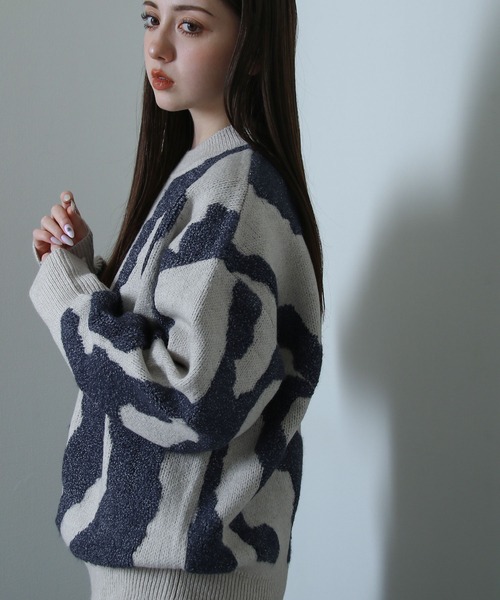 NILWAY(ニルウェイ)の「マーブル ジャガード オーバーサイズ ニット(ニット/セーター・メンズ・ブルー/ネイビー/ベージュ/ブラック・LARGE/MEDIUM)」の20枚目の写真