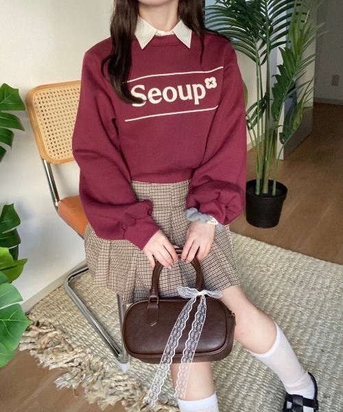 nemne store(ネンネストア)の「【Seoup】裏起毛オリジナルロゴスウェット(スウェット・レディース・ブルー/ボルドー・SMALL/MEDIUM)」の7枚目の写真