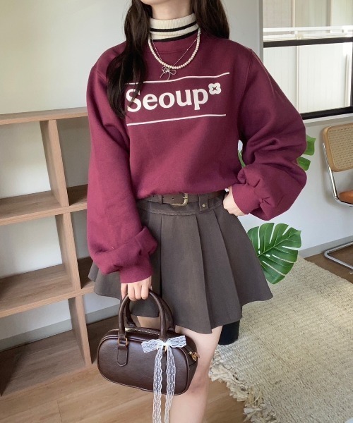 nemne store(ネンネストア)の「【Seoup】裏起毛オリジナルロゴスウェット(スウェット・レディース・ブルー/ボルドー・SMALL/MEDIUM)」の5枚目の写真