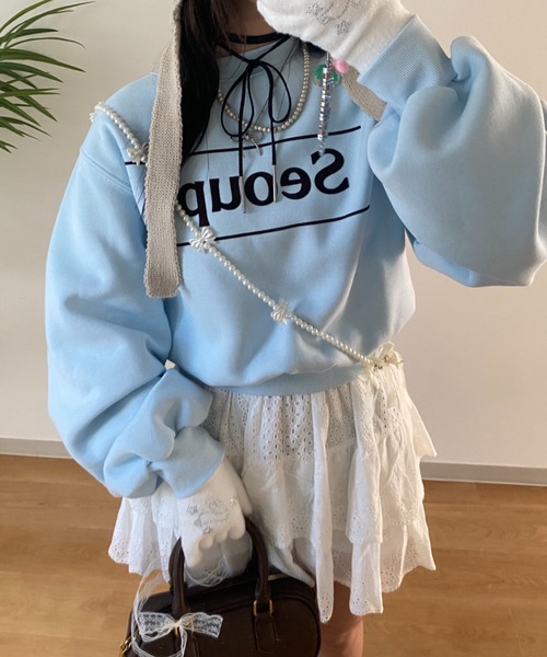 nemne store(ネンネストア)の「【Seoup】裏起毛オリジナルロゴスウェット(スウェット・レディース・ブルー/ボルドー・SMALL/MEDIUM)」の18枚目の写真