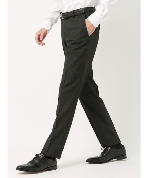 SUIT SQUARE（スーツスクエア）の「ＮＯＮＩＲＯＮ　ポリエステル　２ｗａｙＳｔｒｅｔｃｈ　ハウンドトゥース　ＲＳ０５（スラックス・メンズ・ネイビー/チャコールグレー・SS(73cm)/M(79cm)/S(76cm)/3L(88cm)/L(82cm)/LL(85cm)）」の2枚目の写真