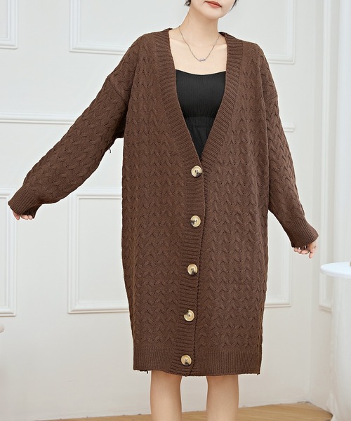 美品✨立体編みウールニット F 総柄ブラウン　ボンボン 67f911f5ad884ce80f7881c03fa9b0