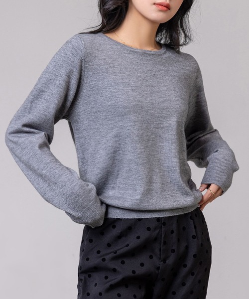 DAY CLOSET(デイ クローゼット)の「レディース リラクシーラウンドネックニットトップス(ニット/セーター・レディース・グレー/アイボリー/ブラック・FREE)」の3枚目の写真