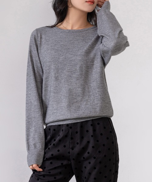 DAY CLOSET(デイ クローゼット)の「レディース リラクシーラウンドネックニットトップス(ニット/セーター・レディース・グレー/アイボリー/ブラック・FREE)」の17枚目の写真