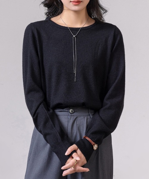 DAY CLOSET(デイ クローゼット)の「レディース リラクシーラウンドネックニットトップス(ニット/セーター・レディース・グレー/アイボリー/ブラック・FREE)」の10枚目の写真