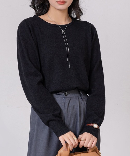 DAY CLOSET(デイ クローゼット)の「レディース リラクシーラウンドネックニットトップス(ニット/セーター・レディース・グレー/アイボリー/ブラック・FREE)」の12枚目の写真