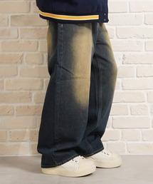 【Laufer】オーバーダイ ワイドストレート デニムパンツ 【セットアップ可能】/ Overdyed wide straight denim pants